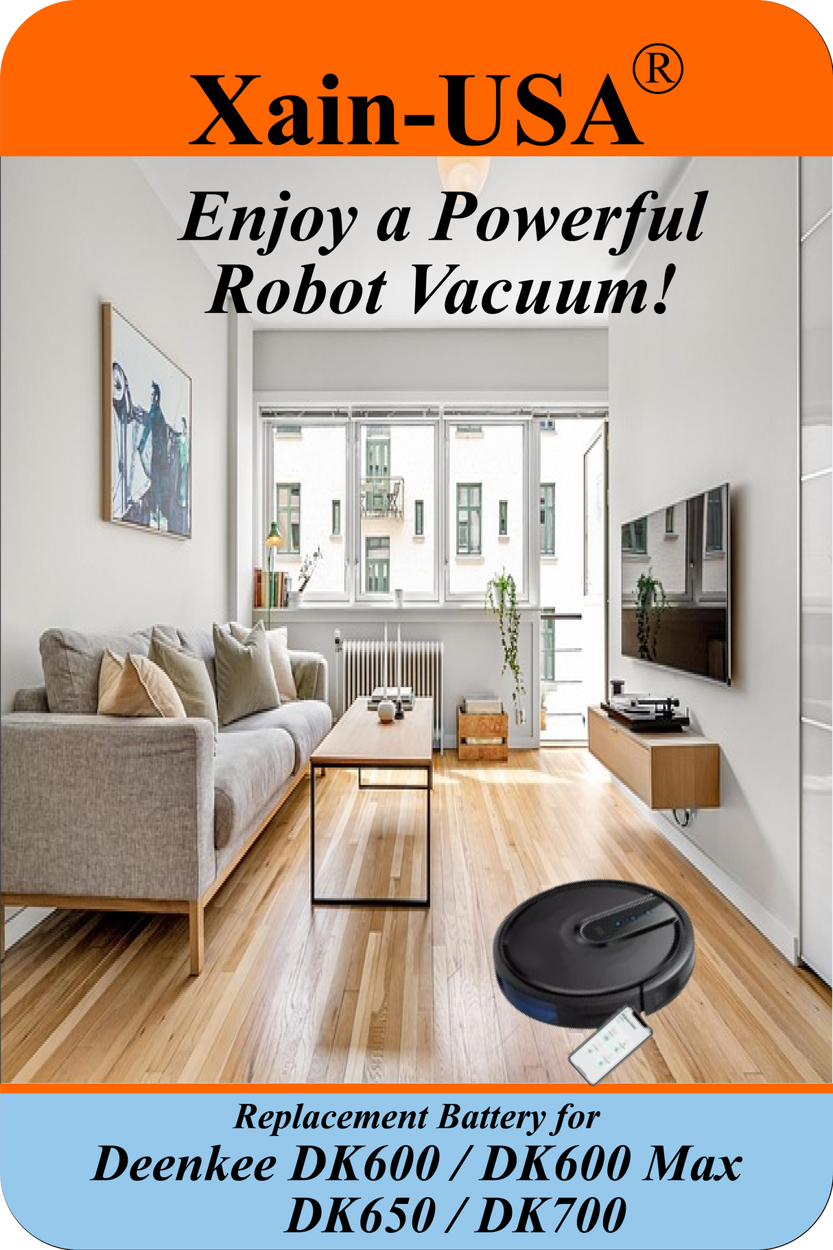 (Xain-Vac) Premium Replacement Battery for Deenkee DK600 / DK600 Max / DK650 / DK700 Robot Vacuum Cleaners 14.4V - 2600mAh  (37.4Wh) with Built-in Battery Management System (BMS)