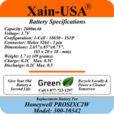 PN: 300-10342 Replacement Battery for Honeywell PROSIXC2W Converter, 3.7V  2600mAh, reliable power for seamless performance.