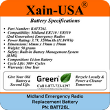 Long Lasting 3200mAh Replacement Battery for Midland Emergency Radio ER210/ER310 (2nd Gen) / PN: BATT26L.