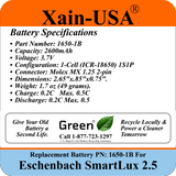 Eschenbach SmartLux 2.5 Portable Video Magnifier Replacement Battery – 2600mAh 3.7V, PN 1650-1B