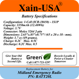 3350mAh Replacement Battery for Midland Radios PN: BATT20L First Gen. ER200 ER210 ER300 ER310