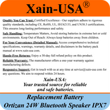 (2-Pack) Replacement Battery for Ortizan 24W Bluetooth Speaker IPX7 – 3.7V 4400mAh 16.28Wh Li-ion Rechargeable Pack with JST-XH 2P 2.54mm Connector