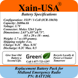 (2-Pack) 2600mAh Replacement Battery for Midland Emergency Radio PN: BATT20L, 1st Gen. ER200 / ER210 / ER300 / ER310