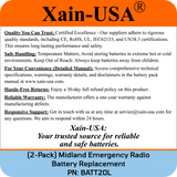 (2-Pack) PN: BATT20L Replacement Battery for Midland Emergency Radio ER200, ER300, ER210 (1st Gen), ER310 (1st Gen) – 2600mAh Li-ion, Future Xain-Xtra 1000+ Cycle Cell
