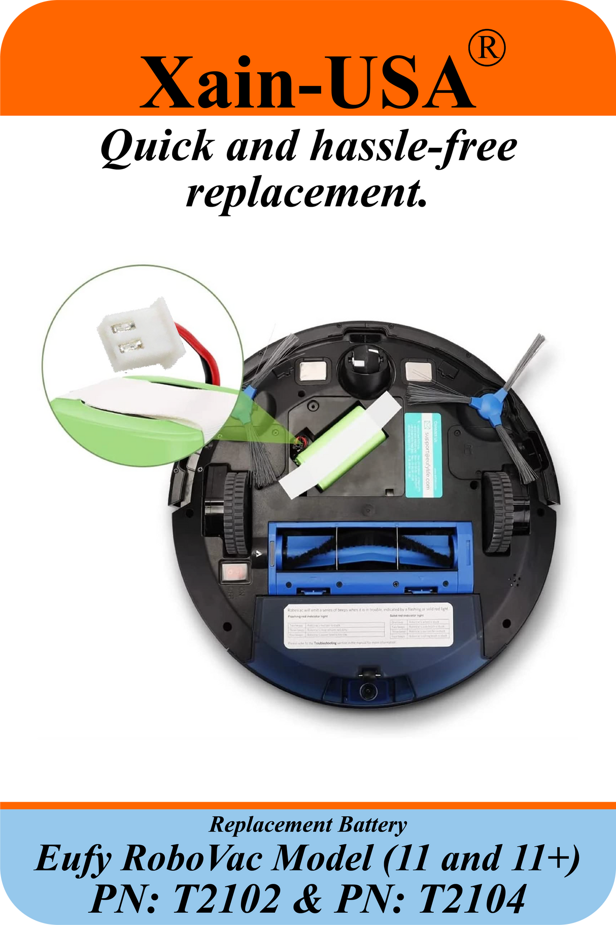 Title: Amazon  14.4V 2600mAh Li-ion Replacement Battery for Eufy RoboVac 11 (T2102) and 11+ (T2104)   2-Pin Connector  High-Capacity Rechargeable Battery Pack