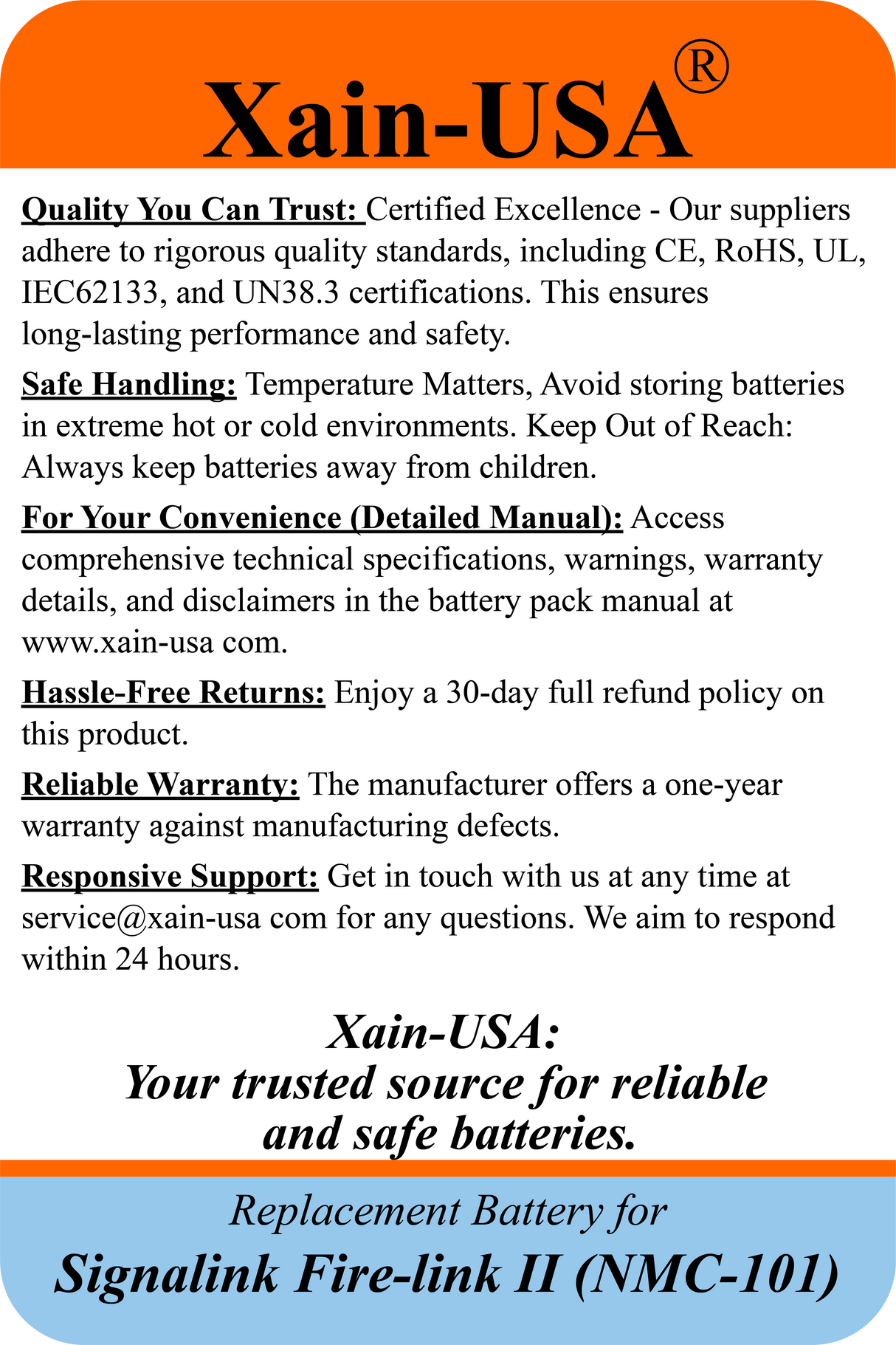 (5-Pack ) 11.1V 2600mAh Replacement Battery for Signalink Firelink 2 Horn Fire Alarm System (NMC‑101) – Built‑In BMS Protection.