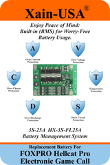 (2x2) SMART Battery Package / 3200mAh High-Capacity Replacement for FOXPRO Hellcat Pro Game Caller. Featuring Xain-Extra cells 1000 charge cycles. Comes with charger adapter / PN: 34317 / 11.1V 3S1P