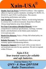 12V 3200mAh Li-ion Rechargeable External Battery – Compatible with QMX+ Transceivers & SDR/QRP Ham Radios  High-Endurance Power with Xain-Xtra Cells, Rated for 1000+ Charge Cycles