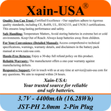 (1-Pack) 3.7V 4400mAh Li-ion Rechargeable Battery Pack with JST-PH2.0 2-Pin Connector for Electronics, LED Lighting, Low-Drain Devices, Outdoor Lights, Toys, GPS, Speakers, Fire Alarm