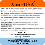 (2-Pack) Replacement Battery for Midland Emergency Radio ER210 (2nd Gen.) & ER310 (2nd Gen.)  PN: BATT26L 2600mAh