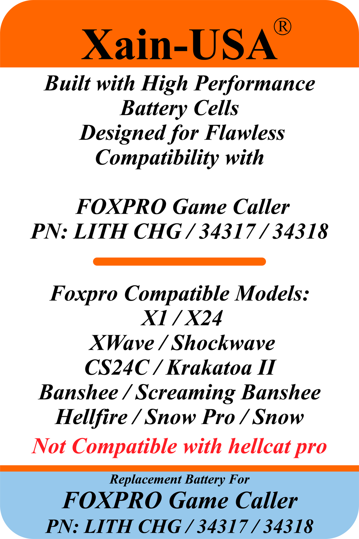 Smart Package 3200mAh Replacement Battery for FOXPRO Game Caller PN: LITH CHG / 34317 / 34318