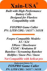 Smart Package 3200mAh Replacement Battery for FOXPRO Game Caller PN: LITH CHG / 34317 / 34318