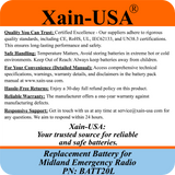 High Capacity 3350mAh Rechargeable Replacement Battery — Compatible with Midland Emergency Weather Radios | Part No. BATT20L | Fits First-Generation ER200, ER210, ER300, and ER310 Models