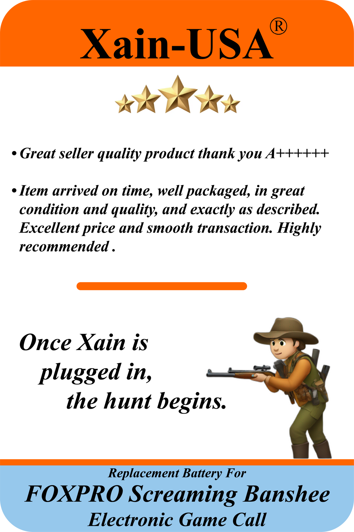 (Xain-HUNT) Powerful 6400mAh SMART Package replacement battery for FOXPRO PN: Lith/CHG & PN: 34318 / fits: Banshee, Hellfire, Krakatoa-ii, Screaming Banshee, Shockwave, Snow Commando, X1 X24 X2S Xwave