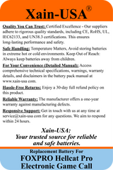 (2x2) SMART Battery Package / 3200mAh High-Capacity Replacement for FOXPRO Hellcat Pro Game Caller. Featuring Xain-Extra cells 1000 charge cycles. Comes with charger adapter / PN: 34317 / 11.1V 3S1P