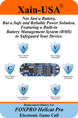 (2x2) SMART Battery Package / 3200mAh High-Capacity Replacement for FOXPRO Hellcat Pro Game Caller. Featuring Xain-Extra cells 1000 charge cycles. Comes with charger adapter / PN: 34317 / 11.1V 3S1P